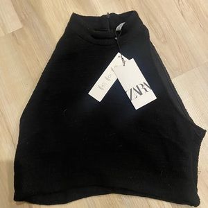 Zara black cropped high neck